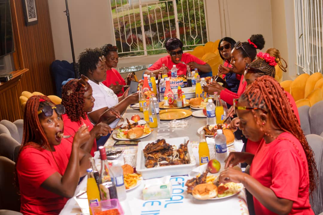 Happy guests enjoying a meal